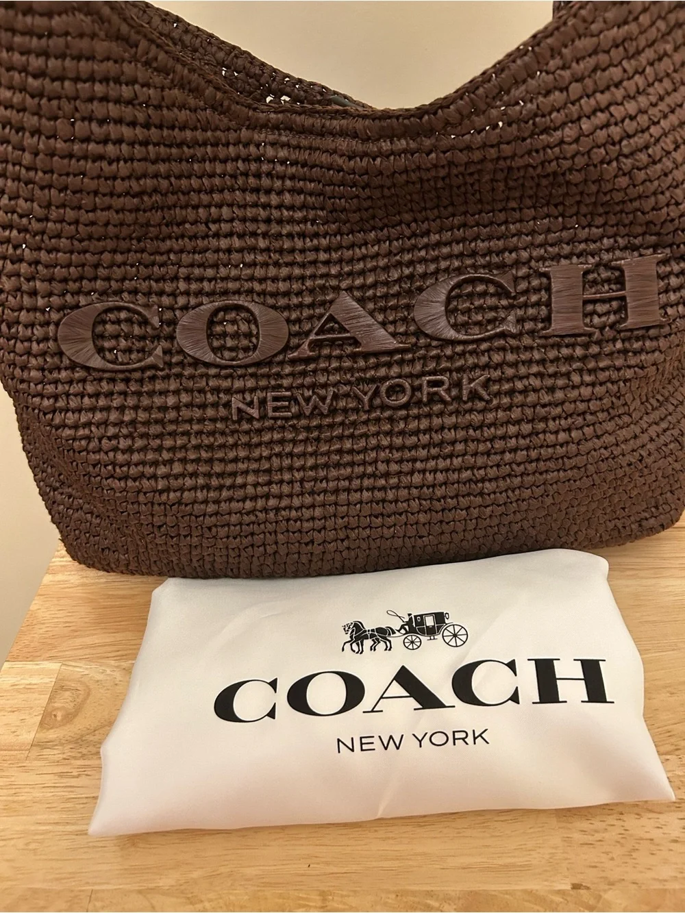 Coach Brown Woven Logo Hobo Bag